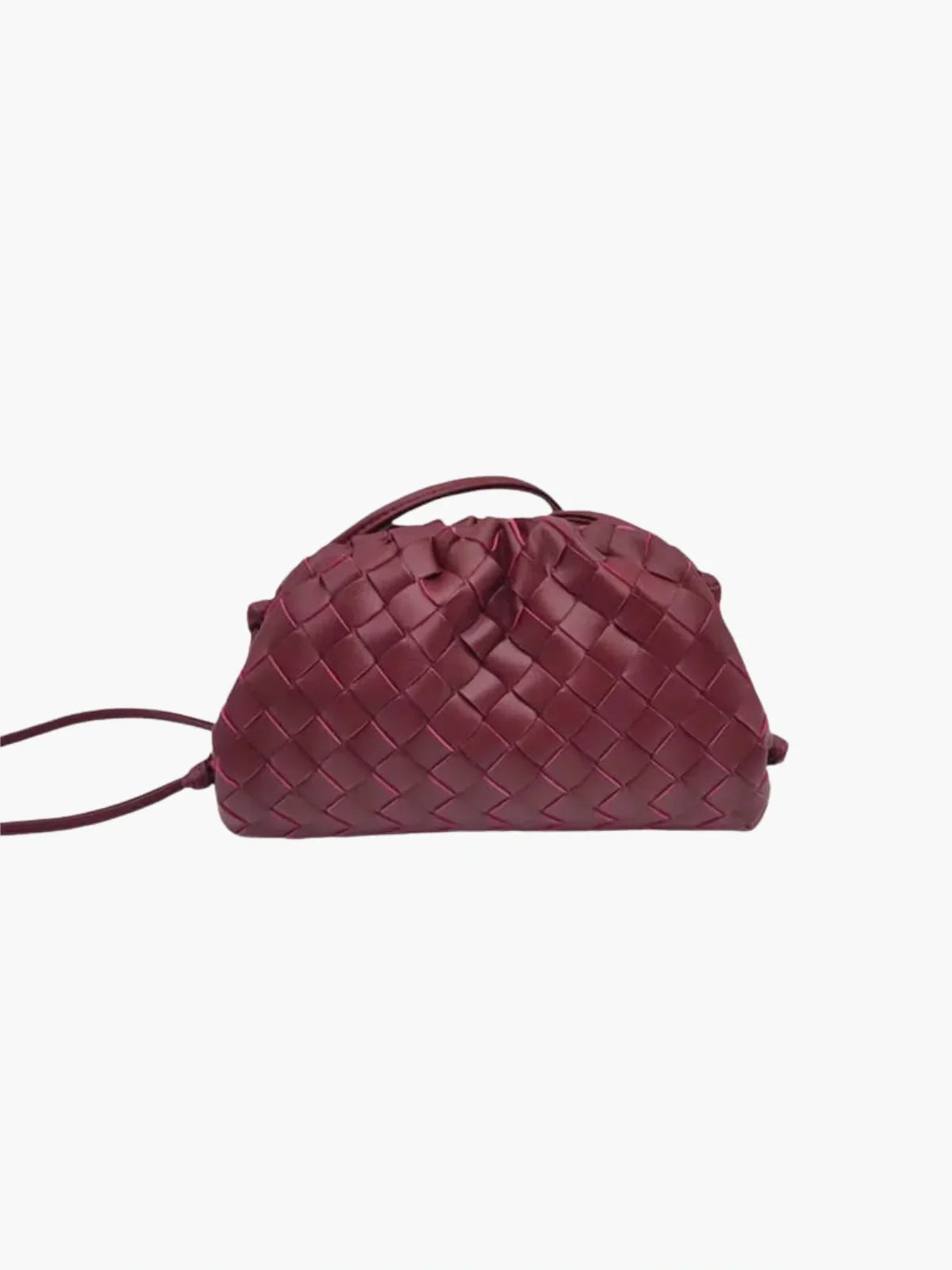 SUNA Flettet Faux Læder Drawstring Taske Bourgogne One Size