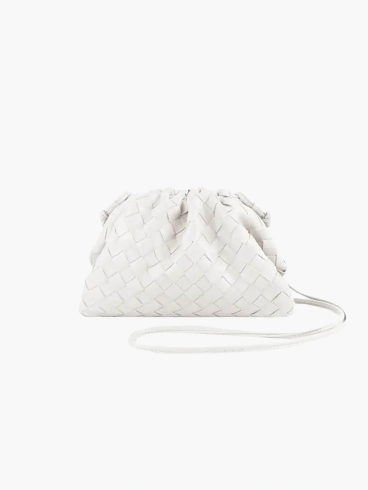 SUNA Flettet Faux Læder Drawstring Taske Hvid One Size