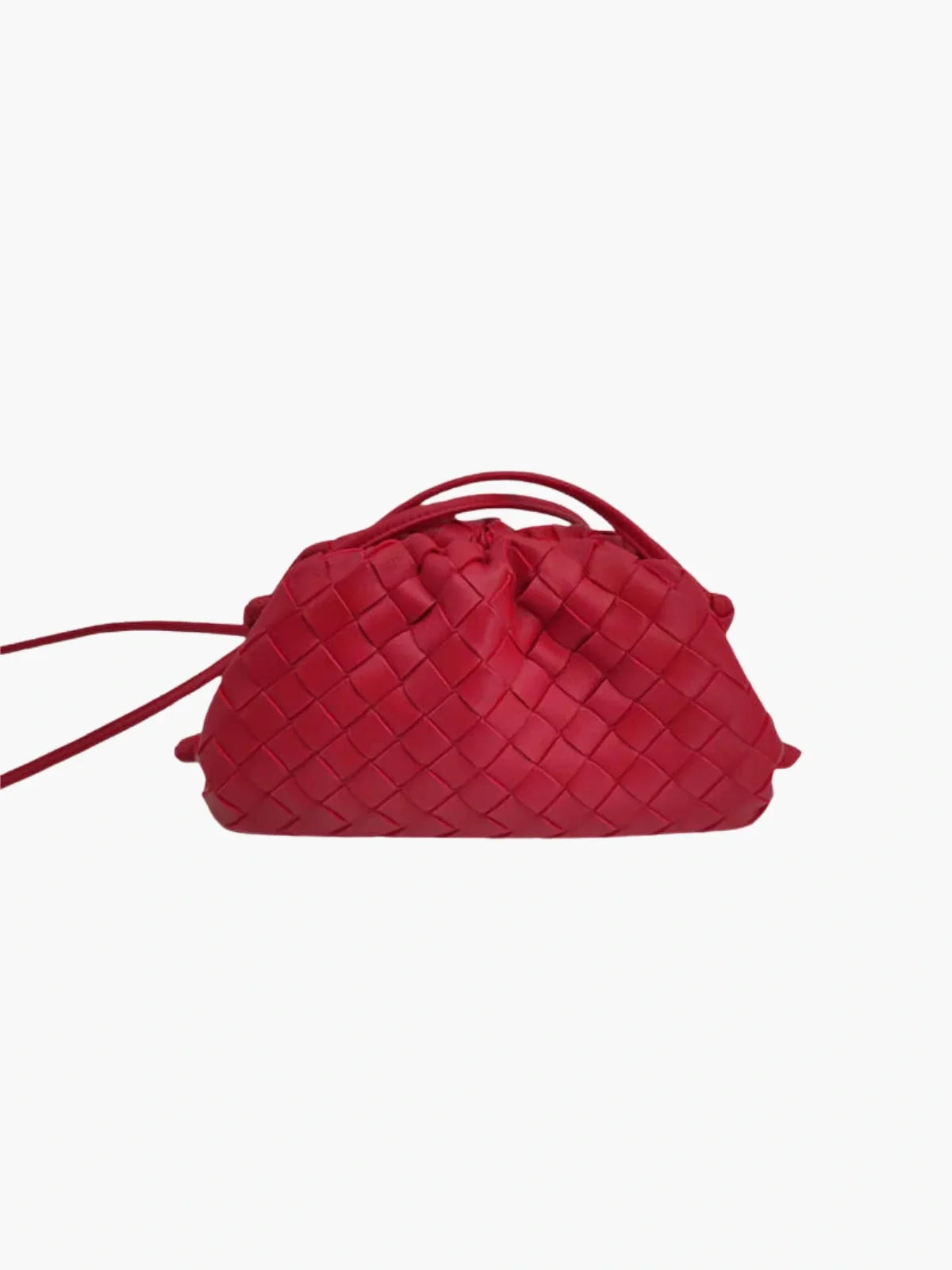 SUNA Flettet Faux Læder Drawstring Taske Rød One Size