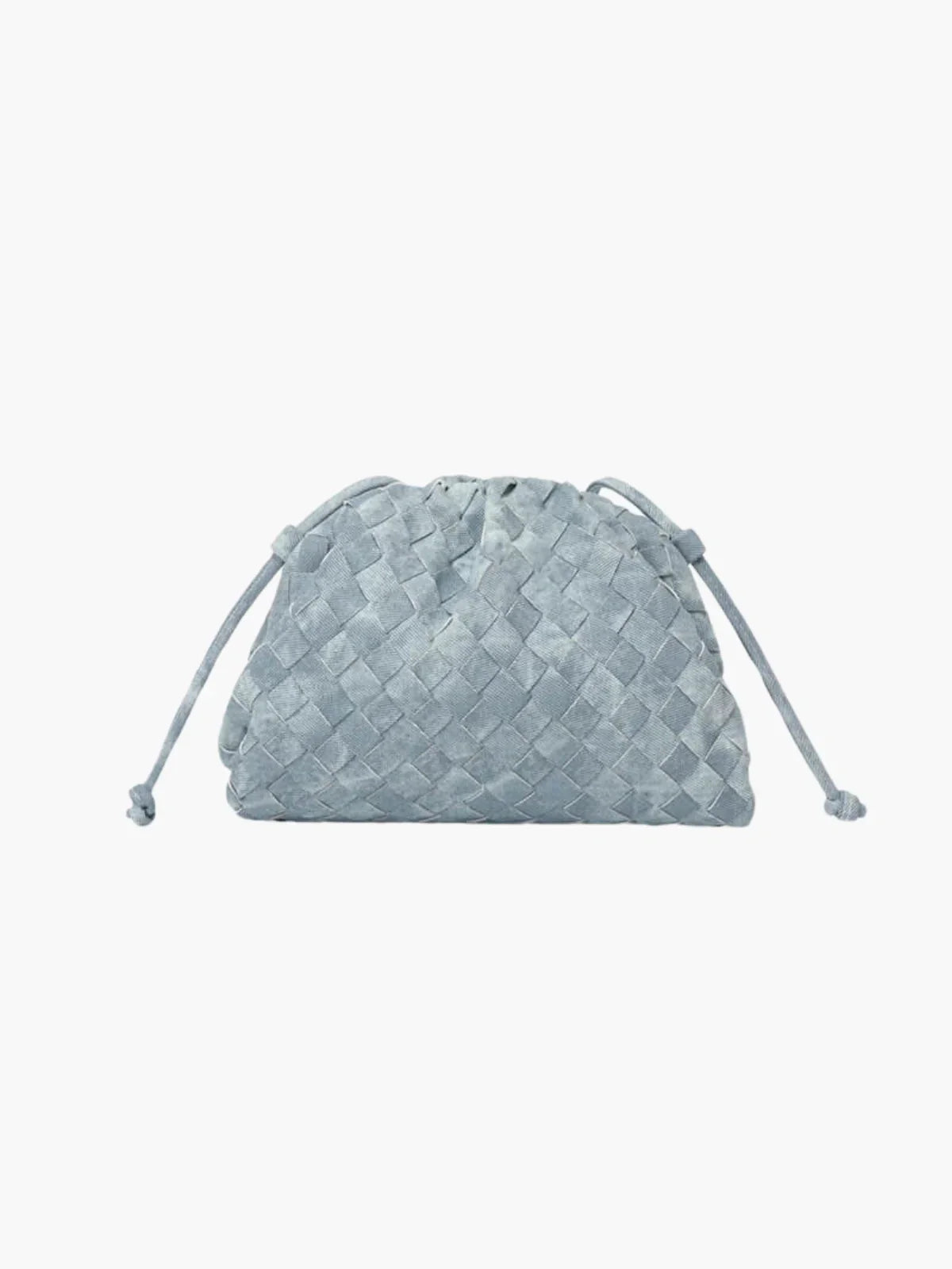 SUNA Flettet Faux Læder Drawstring Taske Denim One Size