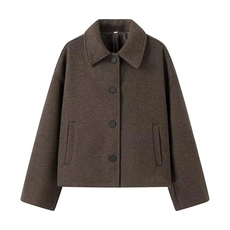 SUNA Dame Varm Vinterfrakke i Oversize Pasform - Tykt materiale til kolde dage Brun