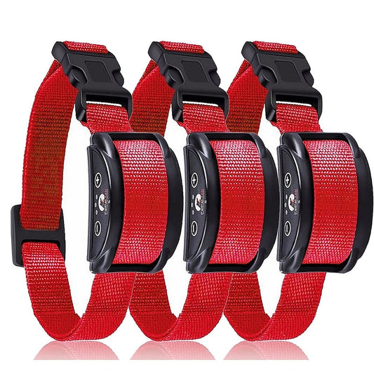 Triple Pack Vandtæt Genopladelig Hundebark Træningskrave animals SUNA Rød & Sort