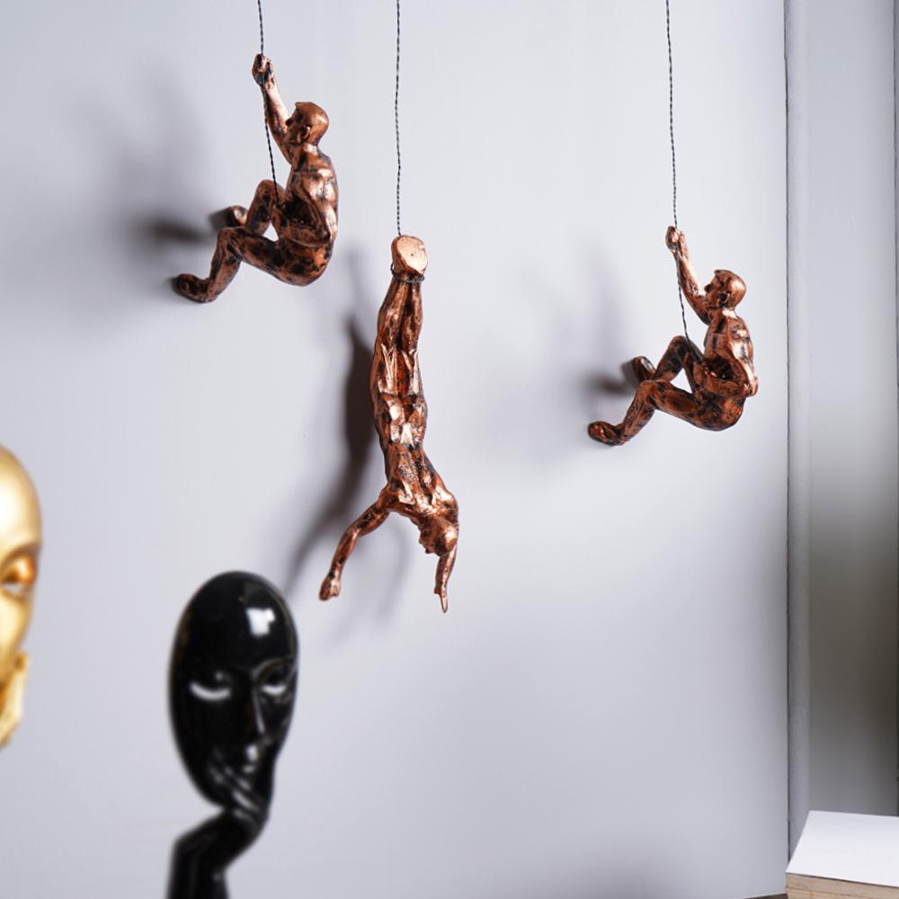 SUNA Klatrende Mænd Skulptur Vægophæng Sæt af 3 Dekoration
